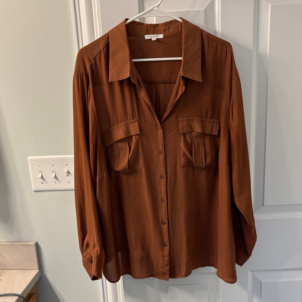 Pleione Rust Button-Up Top